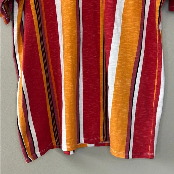 Guess Men’s‎ Multicolor Striped Tee Size Small Red Orange Pink White Black - Picture 4 of 7